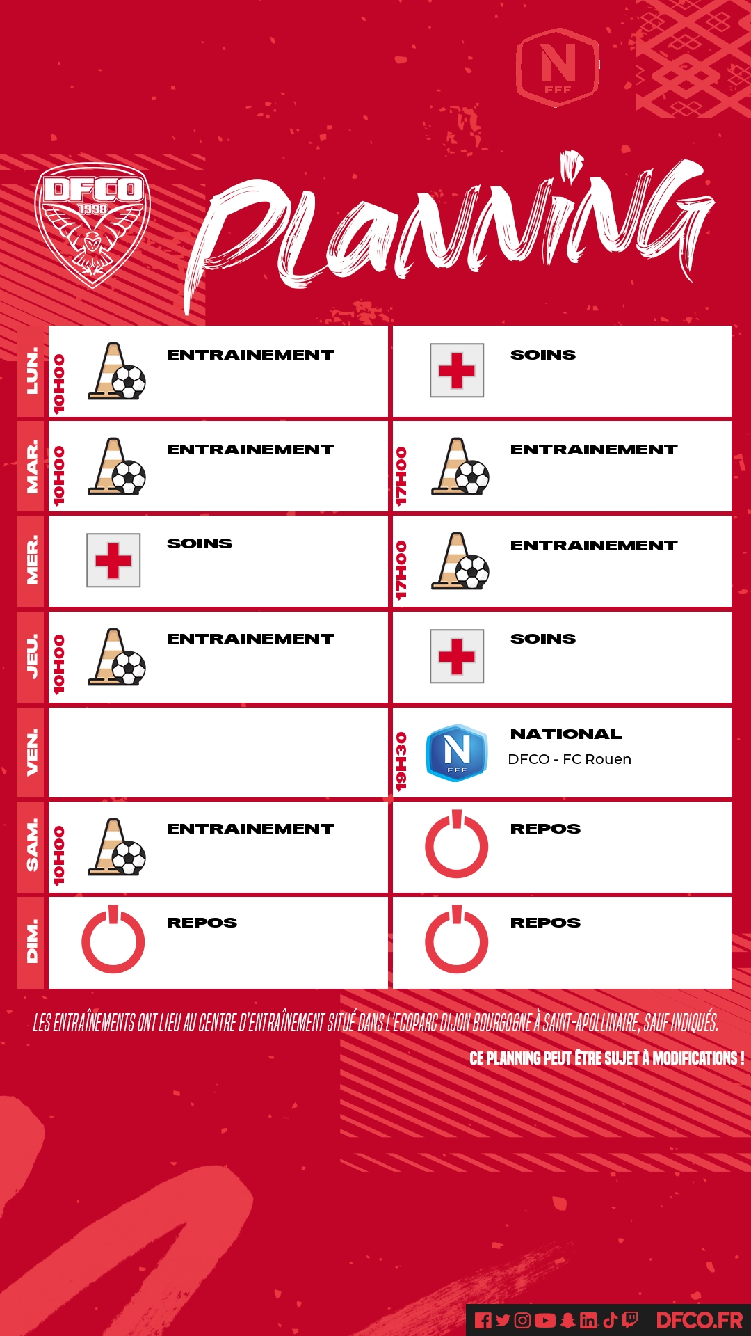 Le Planning Avant Dfco Rouen Dfco